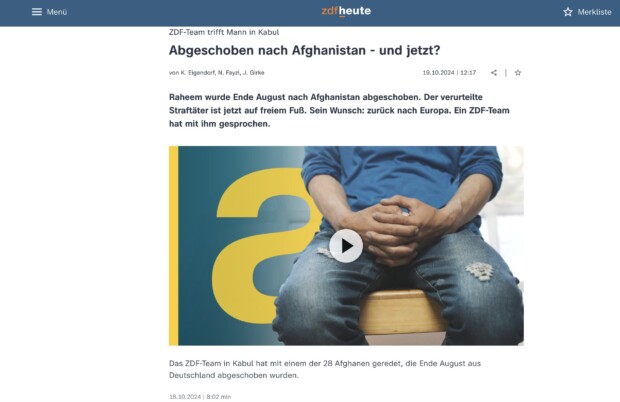 ZDF besucht abgeschobenen Kriminellen in Afghanistan für gefühlvollen TV-Beitrag